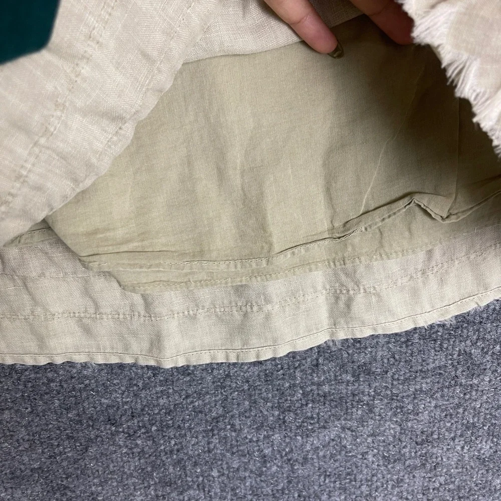 Tommy Bahama 100% Linen Skirt Womens 4 Beige Excellent Ruffle Hem Side Zip Lined